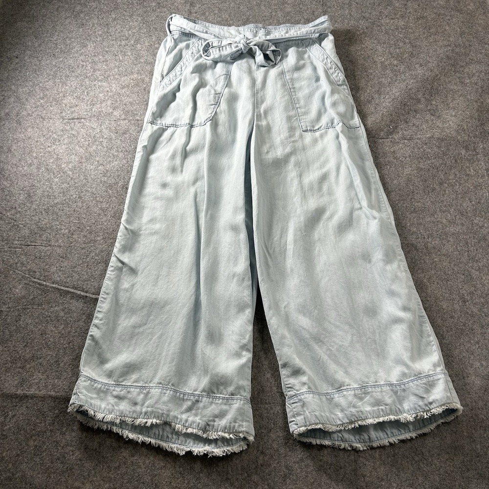 Cloth & Stone Pants Womens Medium Cropped Chambray Lightwash Denim Wide Leg